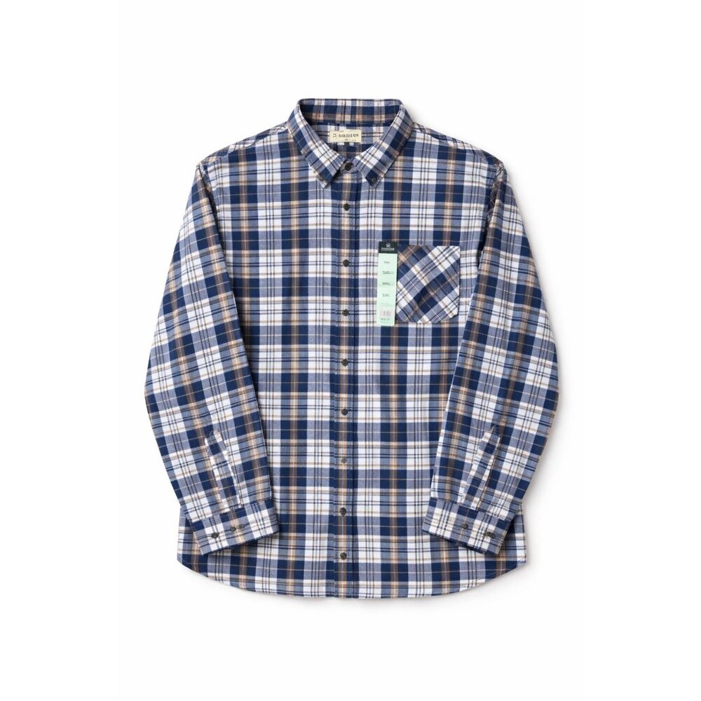 Magellan Outdoors Canyon Creek Plaid Flannel Shirt‎ Blue White Cotton 3XL NWT